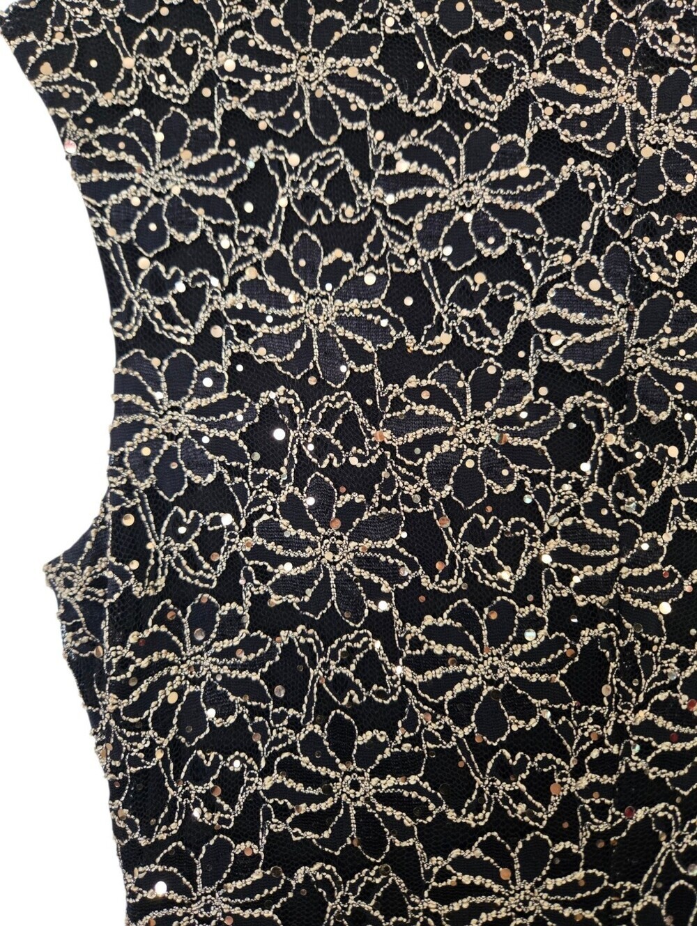 Connected Apparel Black & Gold Beaded Cocktail Dress | Size 12 - Picture 4 of 8